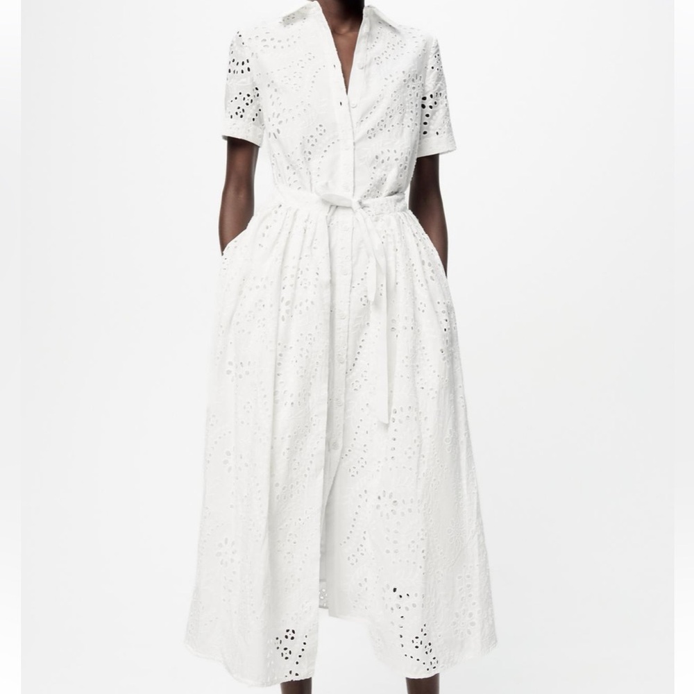 Zara ZW Collection Embroidered Shirtdress *NWOT*